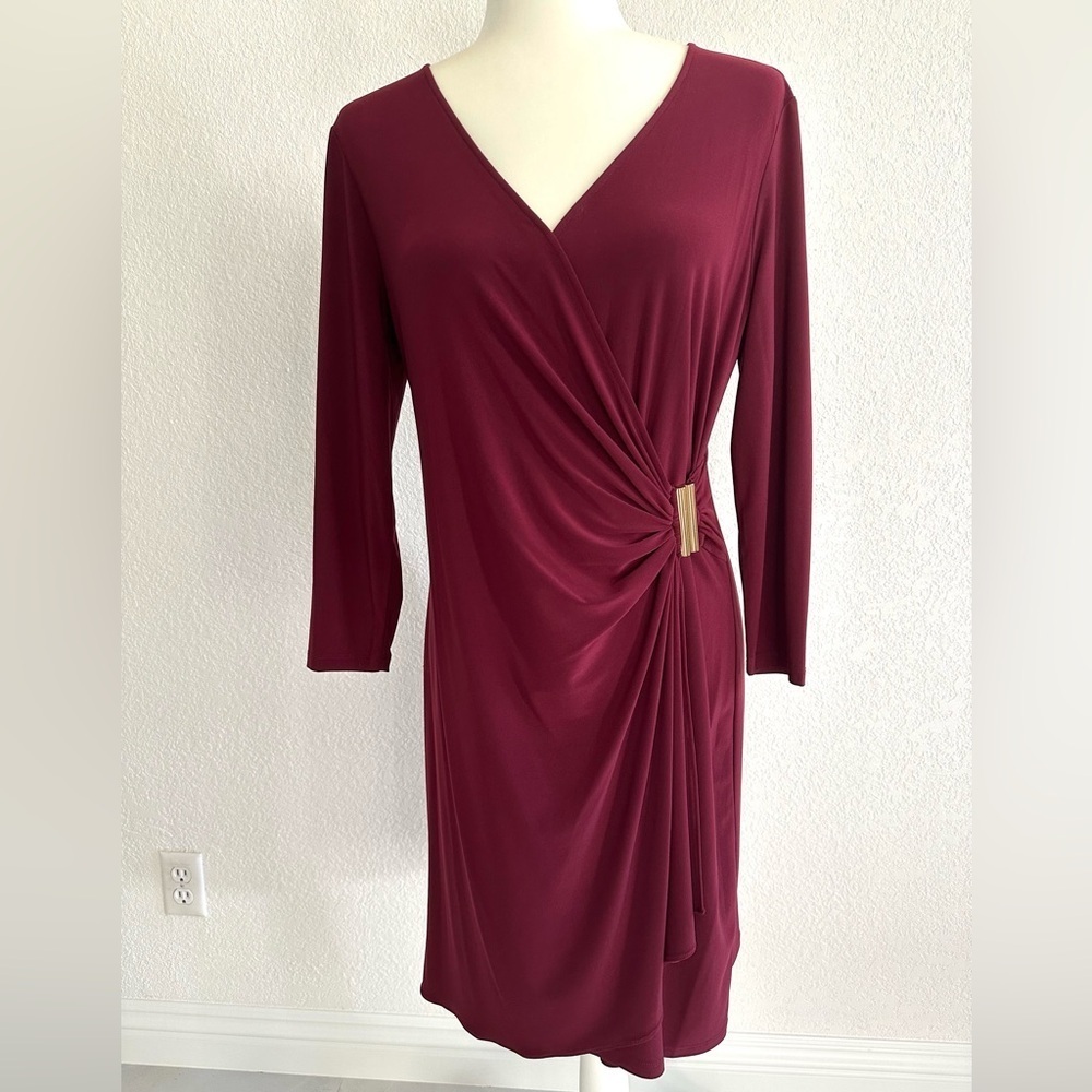 Calvin Klein Burgundy Long Sleeve Dress